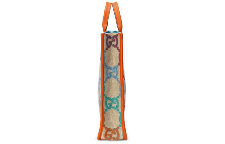 (WMNS) Gucci Rainbow Gradient Logo Flax Tote 'Beige Orange' 550763-2KMA0-8485 #