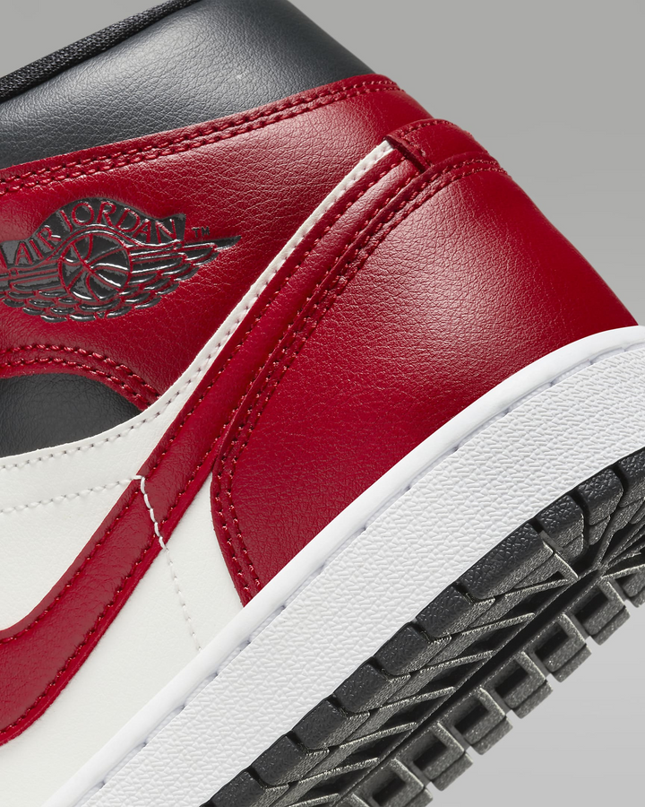 JORDAN 1 Mid   Noir/White/Gym Red #.