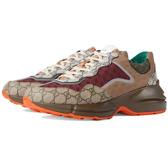 Gucci Rhyton Leather Sneaker " Beige Brick Red '.