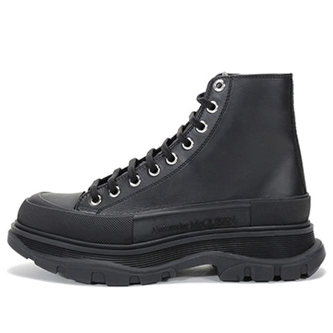 Alexander McQueen Tread Slick Lace Up Boot 'Triple Black Leather' 627206WHZ621081 #